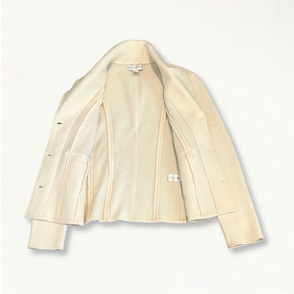 Vintage Casual Corner Neutral Cream Textured 100% Wool Staple Jacket Blazer - Picture 9 of 13